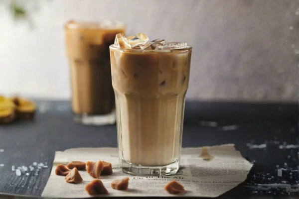 Ledové latte se slaným karamelem